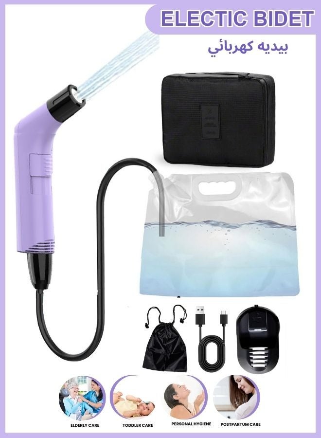 ARISHT Portable Bidet , Portable Travel Bottle Handheld Personal Sprayer, electric sprayer Travel Camping Bathroom Personal Hygiene (Lilac Blue Electric Bidet, 1.2m Hose Pipe) - Image 1